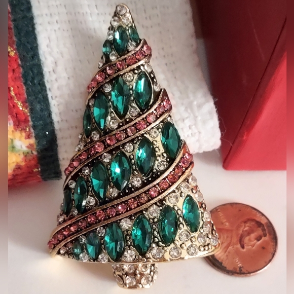 Jeweled Christmas Tree Brooch - Picture 9 of 13